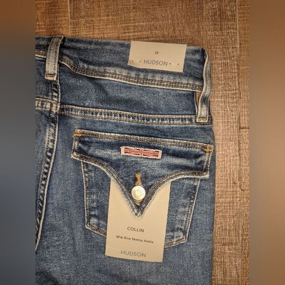 HUDSON Womens Collin Flap Skinny Jeans Size 26 Dark Wash Stretch Mid Rise Denim - Picture 5 of 15